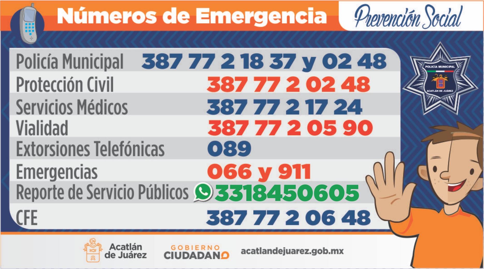 Números De Emergencia Y Reportes Gob Acatlán Juárez.